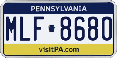 PA license plate MLF8680