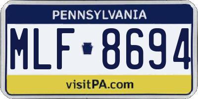 PA license plate MLF8694