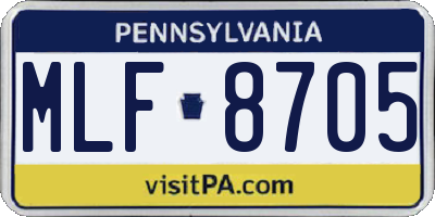 PA license plate MLF8705