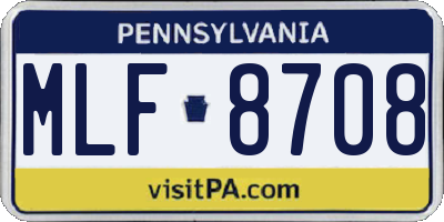 PA license plate MLF8708