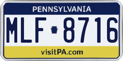 PA license plate MLF8716