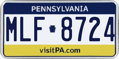 PA license plate MLF8724