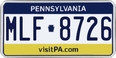 PA license plate MLF8726
