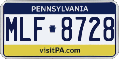 PA license plate MLF8728