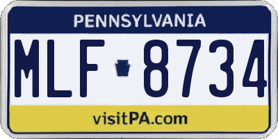 PA license plate MLF8734