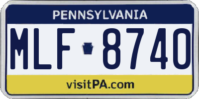 PA license plate MLF8740