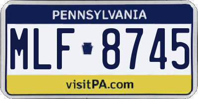 PA license plate MLF8745