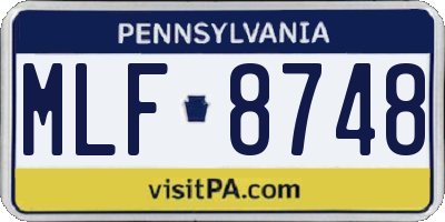 PA license plate MLF8748