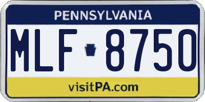 PA license plate MLF8750