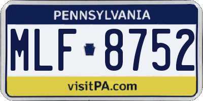 PA license plate MLF8752