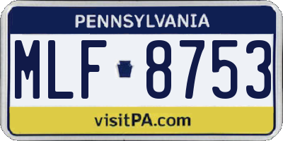 PA license plate MLF8753