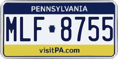 PA license plate MLF8755
