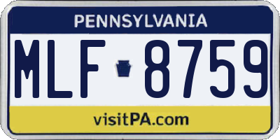 PA license plate MLF8759