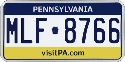 PA license plate MLF8766