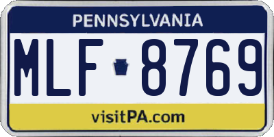 PA license plate MLF8769