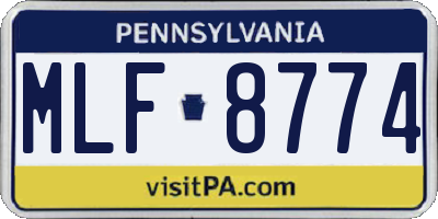 PA license plate MLF8774