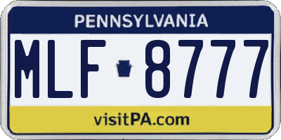 PA license plate MLF8777