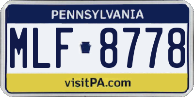PA license plate MLF8778