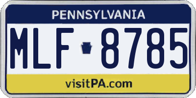 PA license plate MLF8785