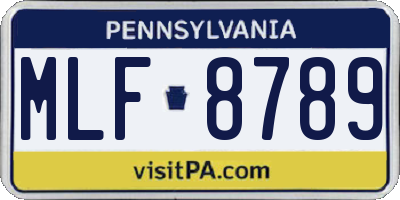 PA license plate MLF8789