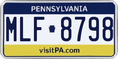 PA license plate MLF8798