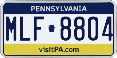 PA license plate MLF8804
