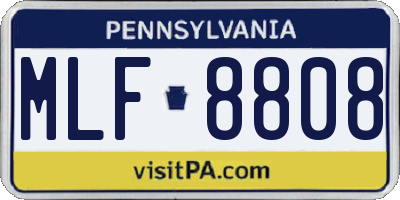 PA license plate MLF8808