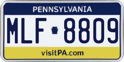 PA license plate MLF8809