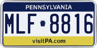 PA license plate MLF8816