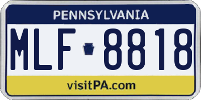 PA license plate MLF8818