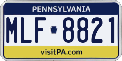 PA license plate MLF8821