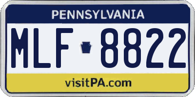 PA license plate MLF8822