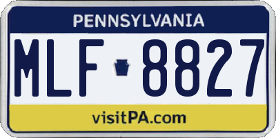 PA license plate MLF8827