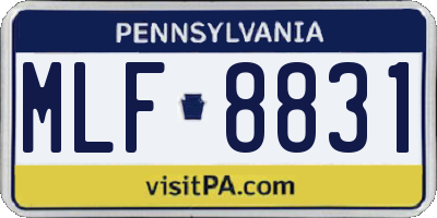 PA license plate MLF8831