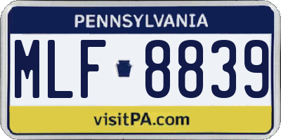 PA license plate MLF8839