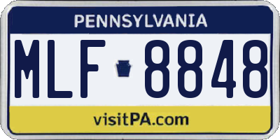 PA license plate MLF8848