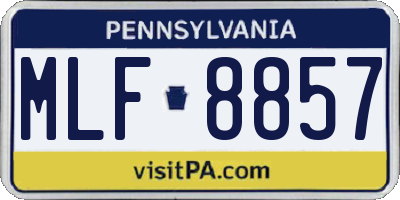 PA license plate MLF8857