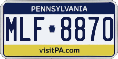 PA license plate MLF8870