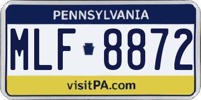 PA license plate MLF8872