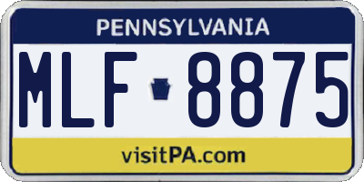 PA license plate MLF8875