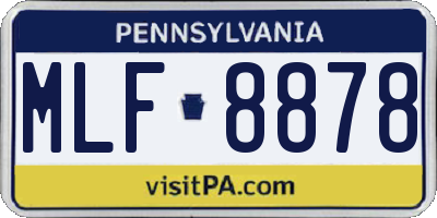 PA license plate MLF8878
