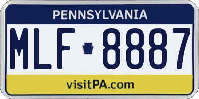 PA license plate MLF8887