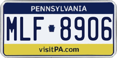 PA license plate MLF8906