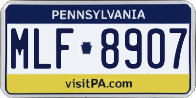 PA license plate MLF8907