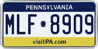 PA license plate MLF8909