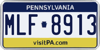 PA license plate MLF8913