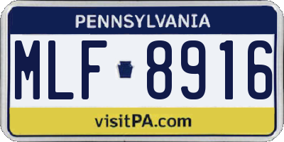 PA license plate MLF8916