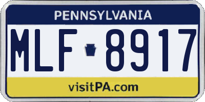 PA license plate MLF8917