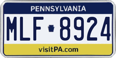 PA license plate MLF8924
