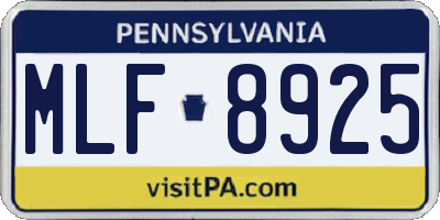 PA license plate MLF8925